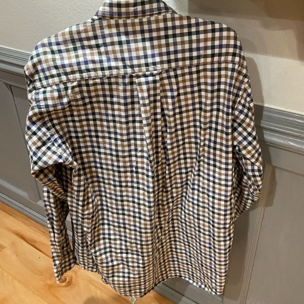 Orvis Men's Checkered Shirt - Blue and Brown - Picture 2 of 5